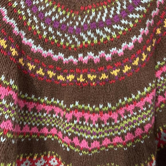Hanna Anderson Lady’s Sweater Boho Hippy Y2K Heavy Brown With Pastels - Picture 9 of 9